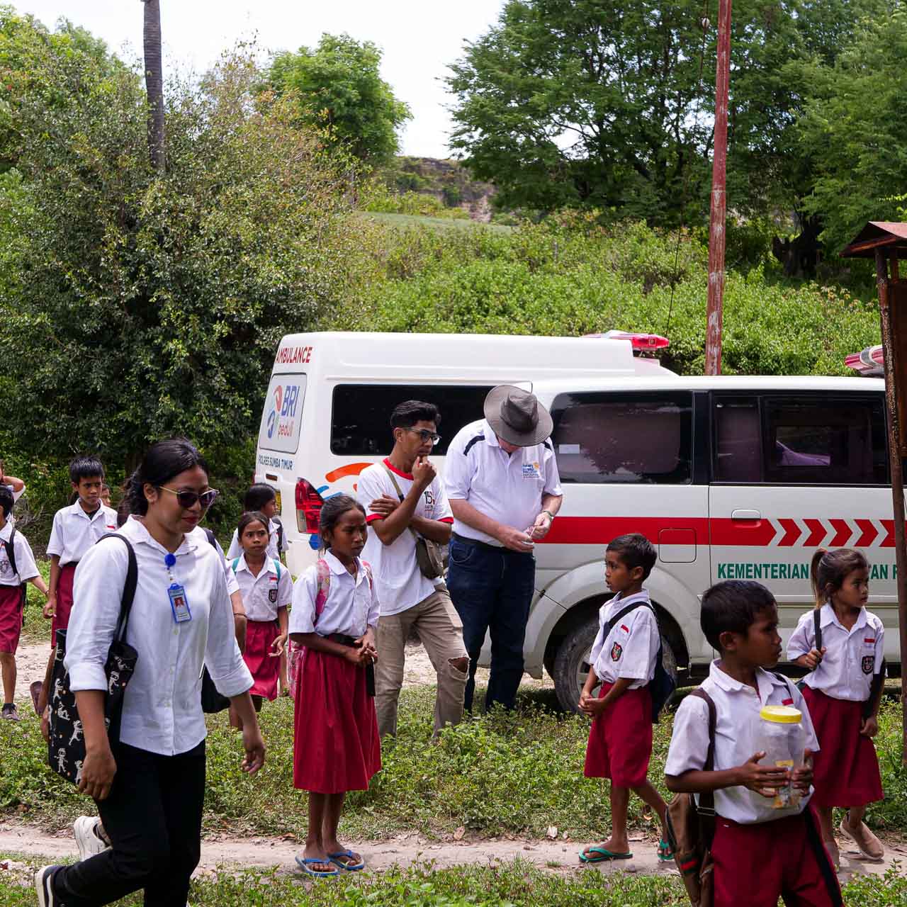 Medical team delivering care, testing and vaccination in a remote community
