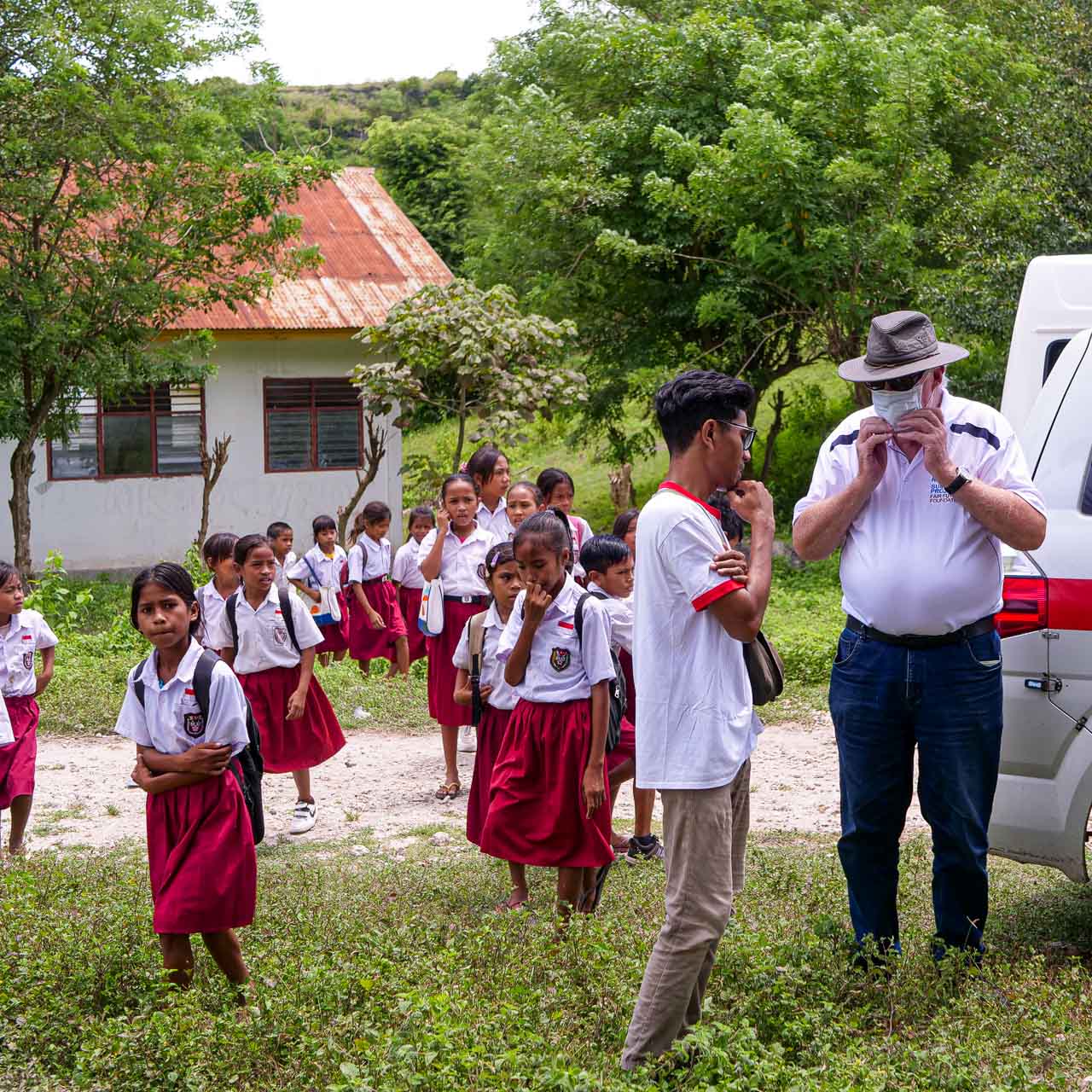 Medical team delivering care, testing and vaccination in a remote community
