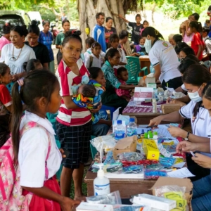 Medical team delivering care, testing and vaccination in a remote community