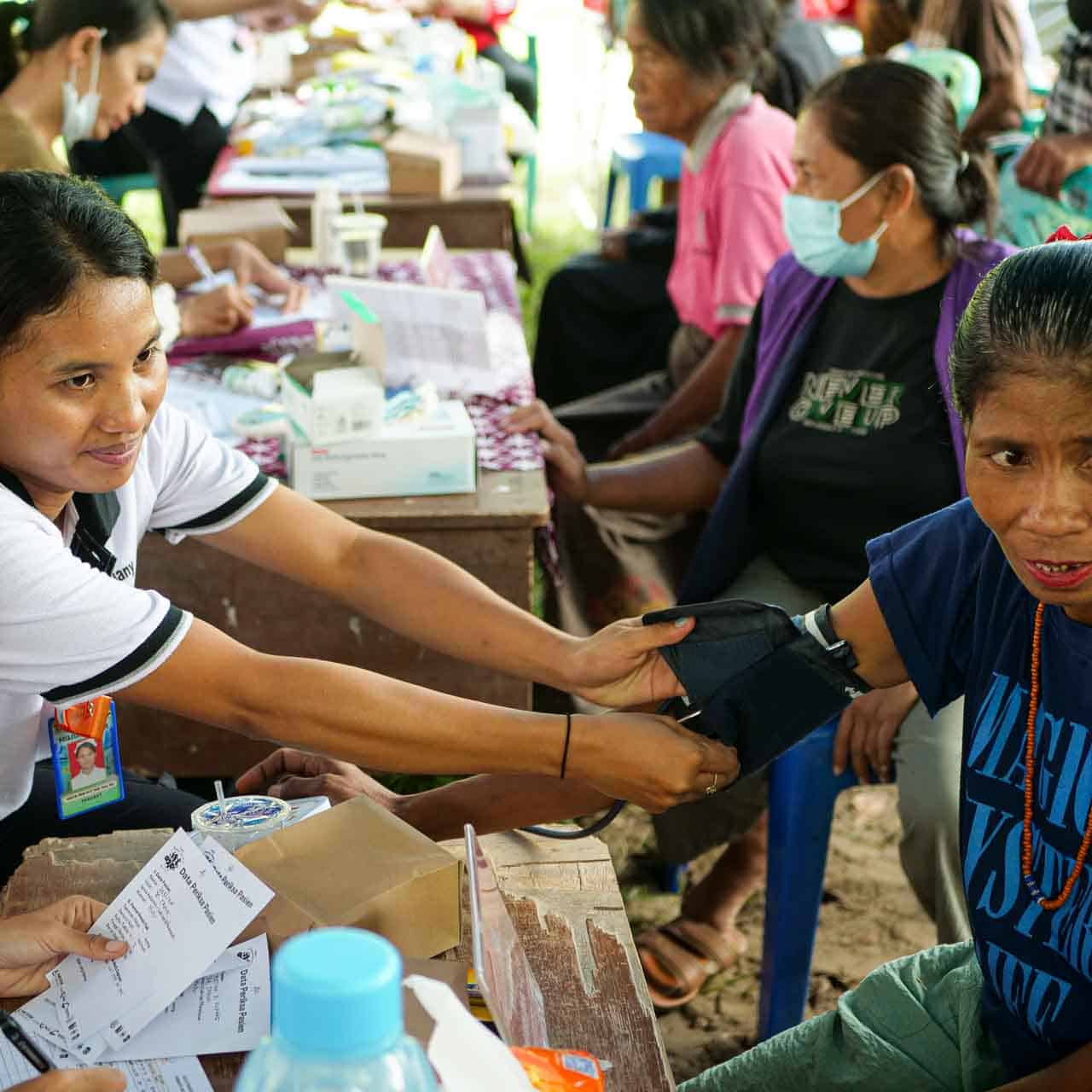 Medical team delivering care, testing and vaccination in a remote community