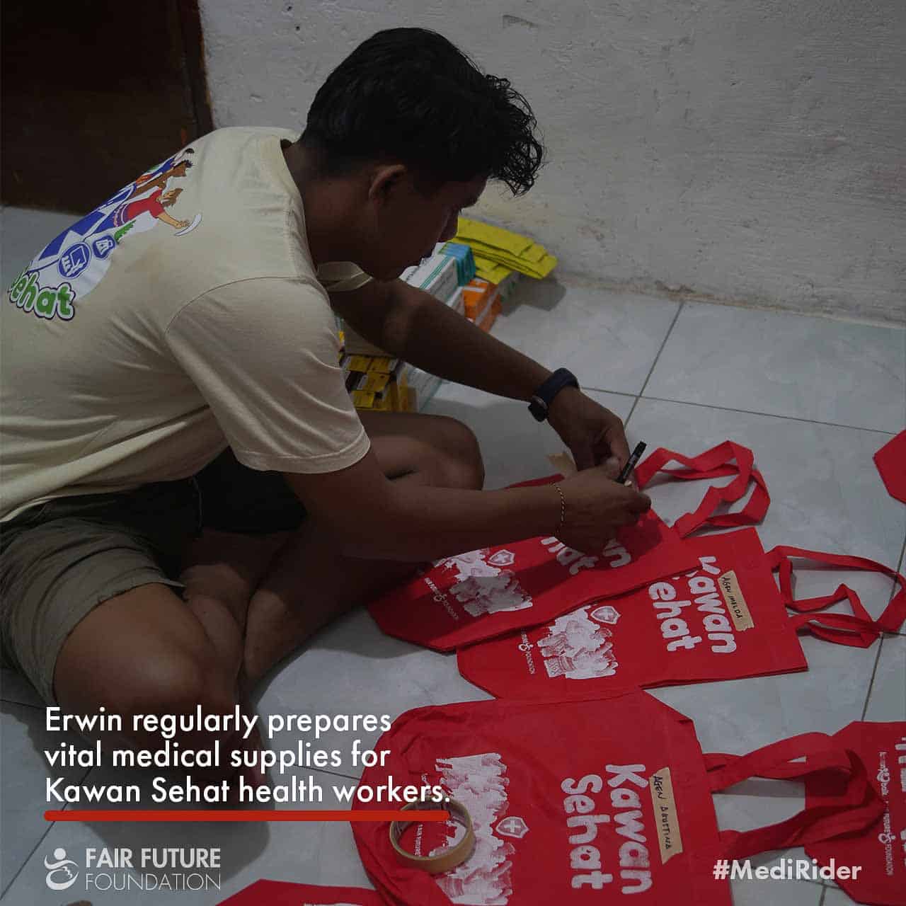 Erwin Prepares and Delivers Medical Backpacks