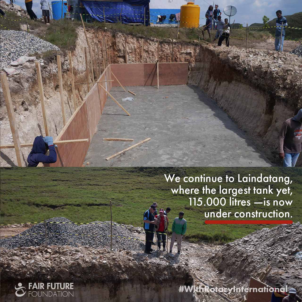 Rotary and Fair Future build water tanks in Hambarita