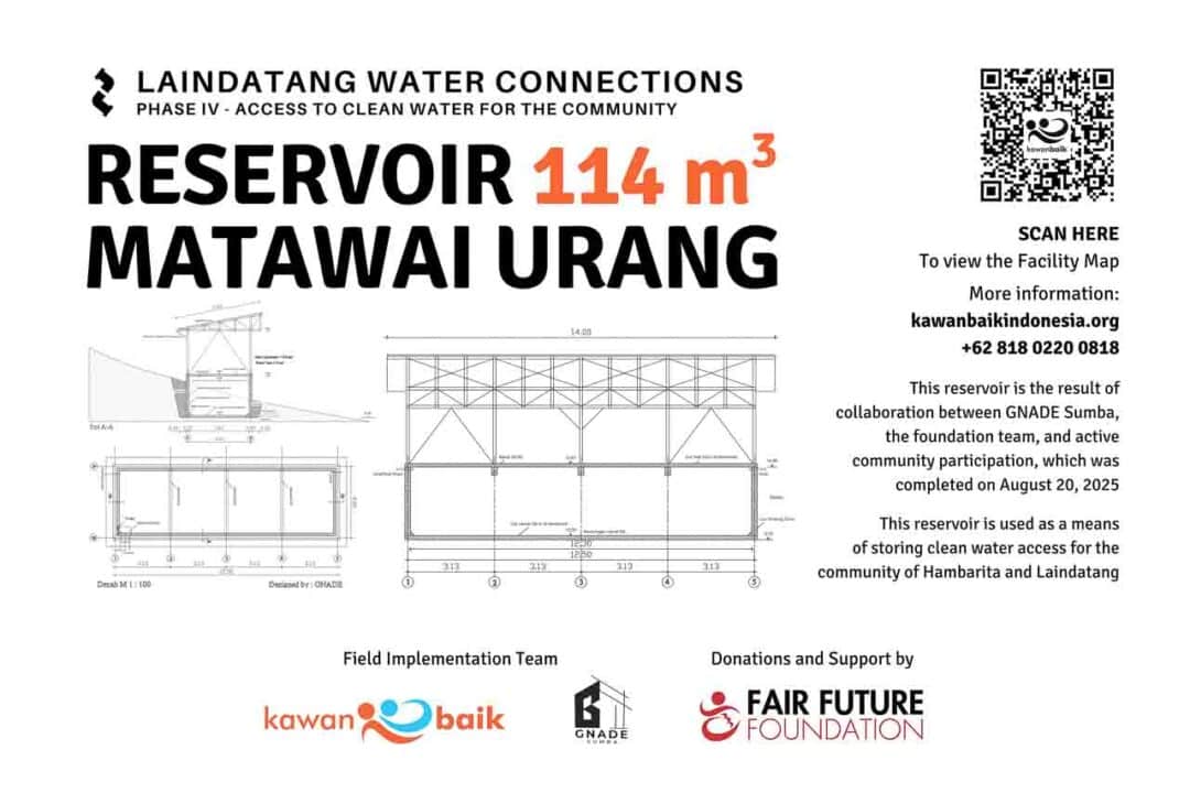 Ferro-cement water reservoir in Hambarita village providing safe rainwater to rural families.