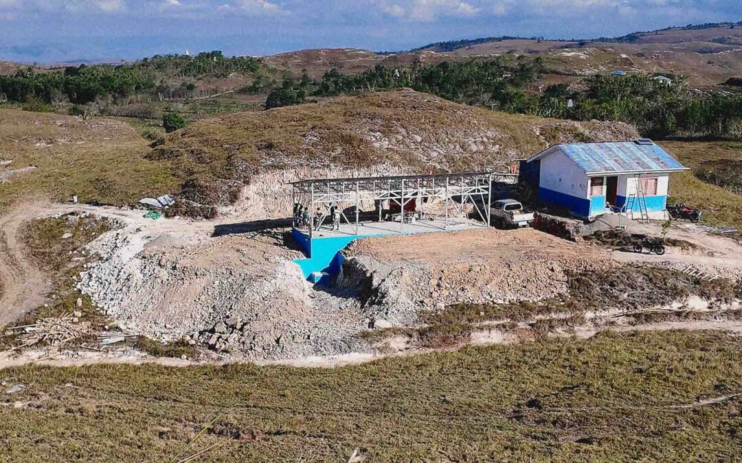 Aerial View of the 115 m³ Rainwater Reservoir Construction in Laindatang