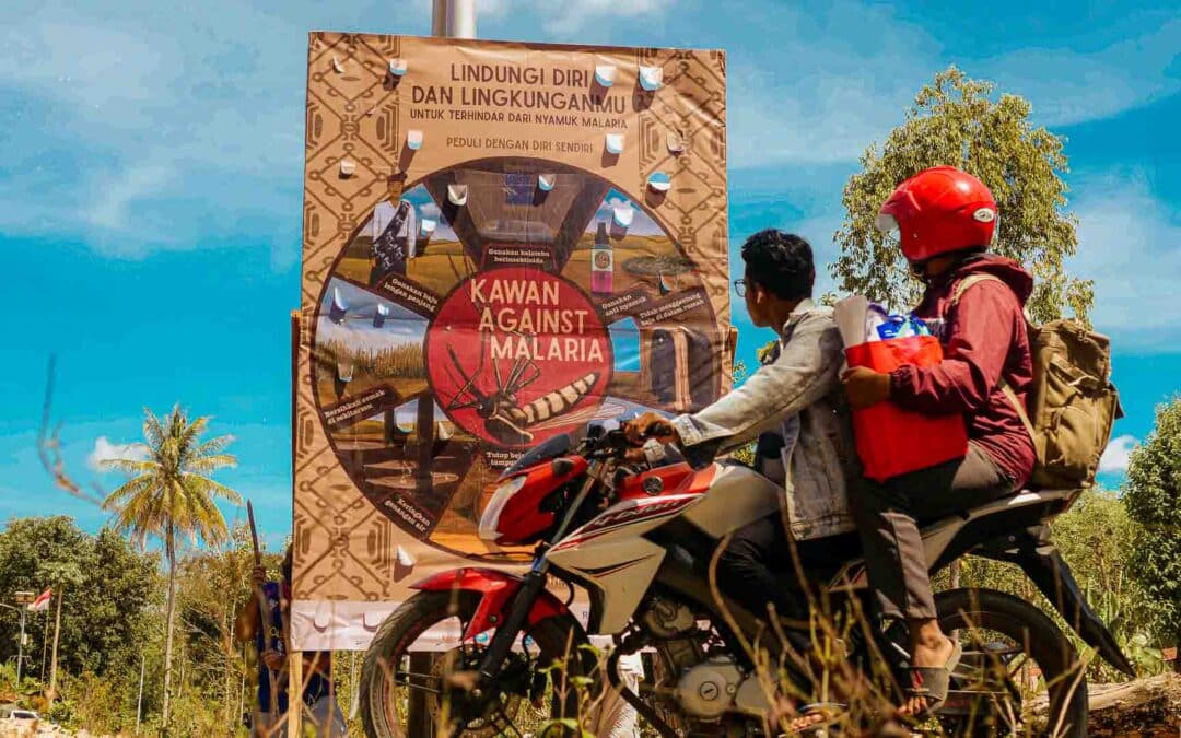 Malaria prevention billboard in rural East Sumba village.