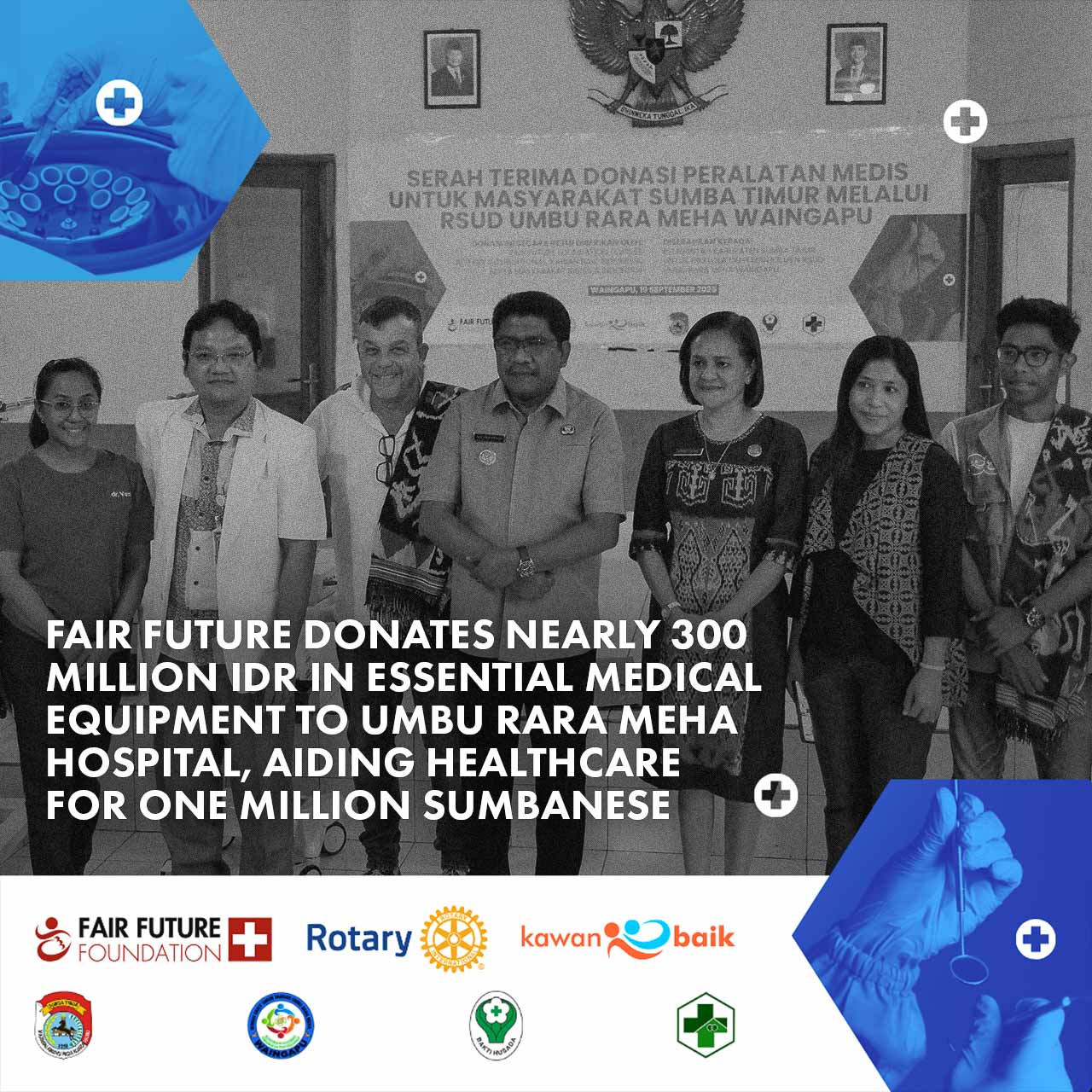 Medical equipment donation at Umbu Rara Meha Hospital