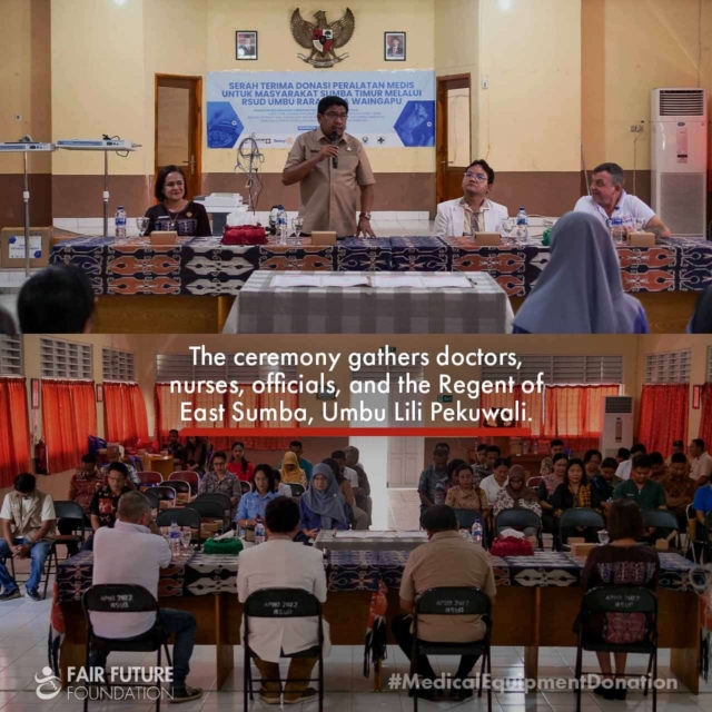 Medical equipment donation at Umbu Rara Meha Hospital