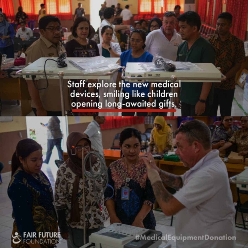 Medical equipment donation at Umbu Rara Meha Hospital