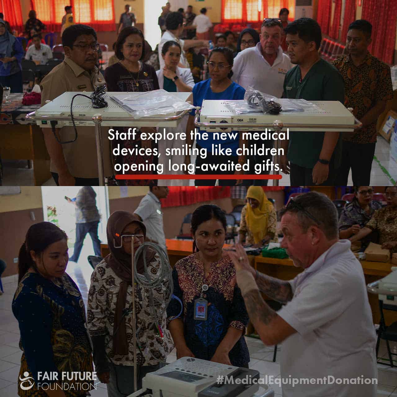 Medical equipment donation at Umbu Rara Meha Hospital