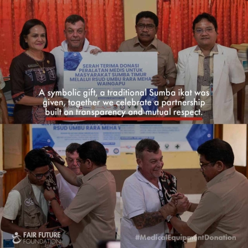 Medical equipment donation at Umbu Rara Meha Hospital