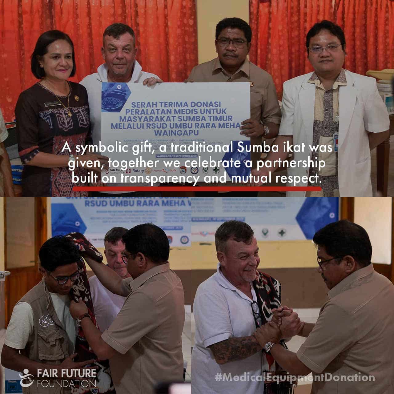 Medical equipment donation at Umbu Rara Meha Hospital