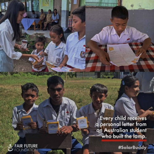 SolarBuddy at Matawai Kurang school Child assembling SolarBuddy clean light in Matawai Kurang classroom