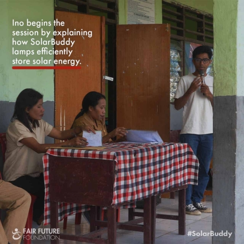 SolarBuddy at Matawai Kurang school Child assembling SolarBuddy clean light in Matawai Kurang classroom