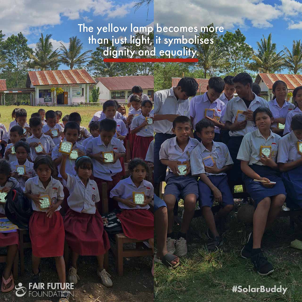 Child assembling SolarBuddy clean light in Matawai Kurang classroom
