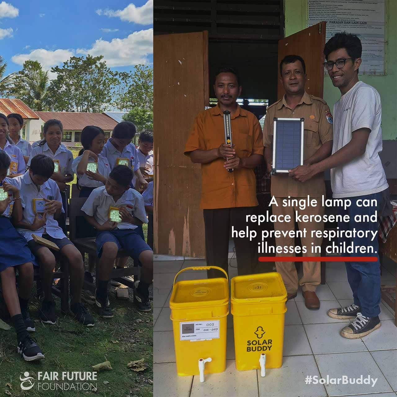 Child assembling SolarBuddy clean light in Matawai Kurang classroom
