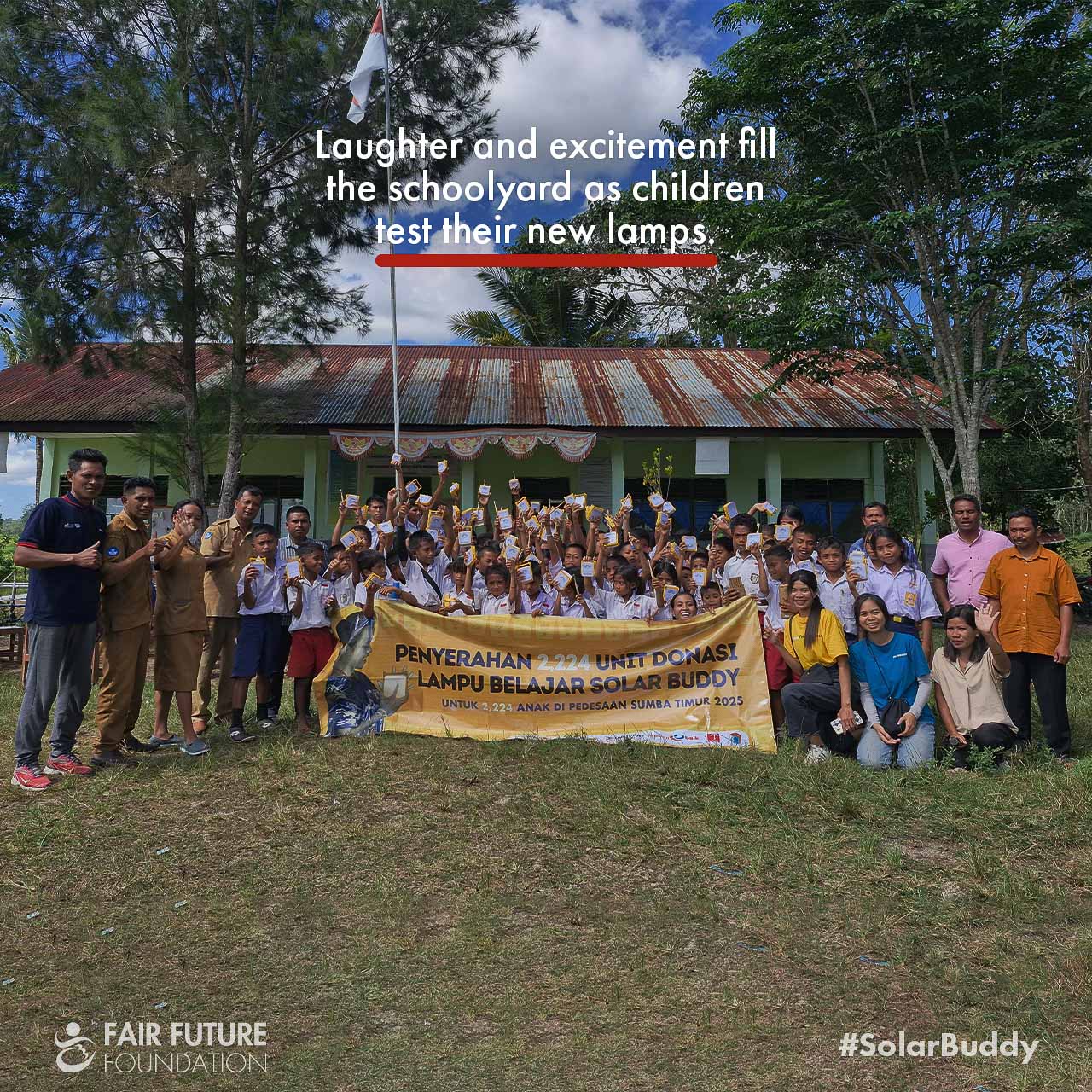 Child assembling SolarBuddy clean light in Matawai Kurang classroom