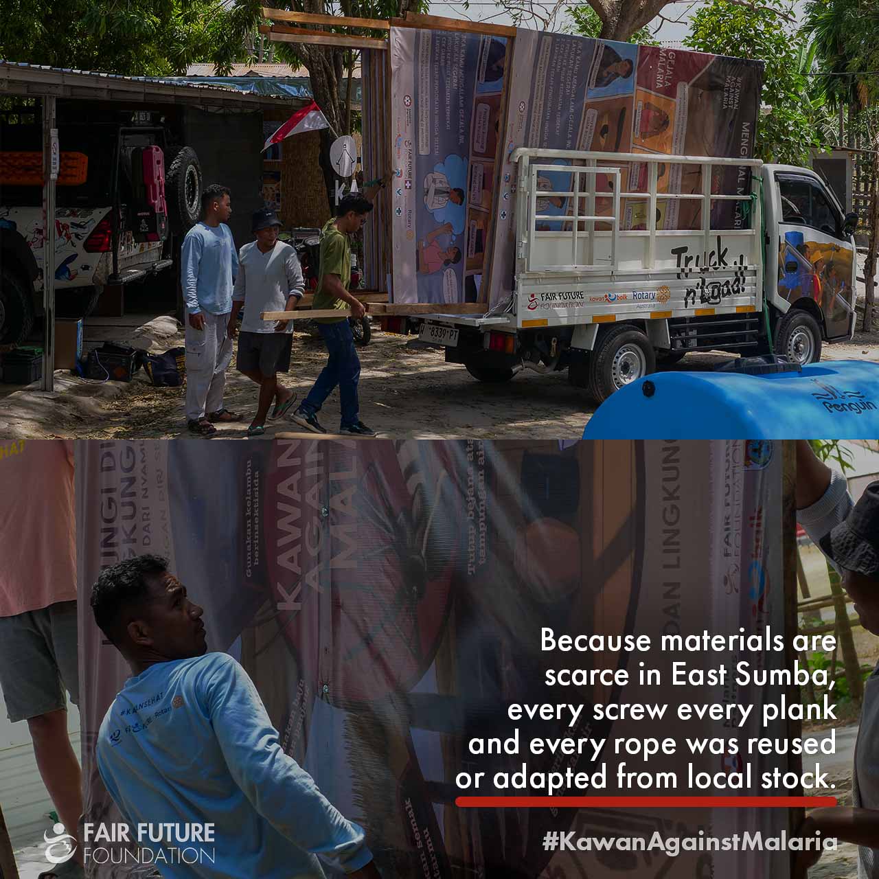 Malaria billboard installation East Sumba