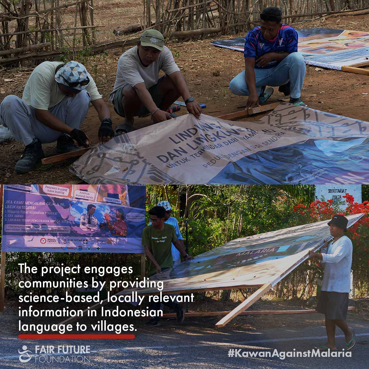 Malaria billboard installation East Sumba