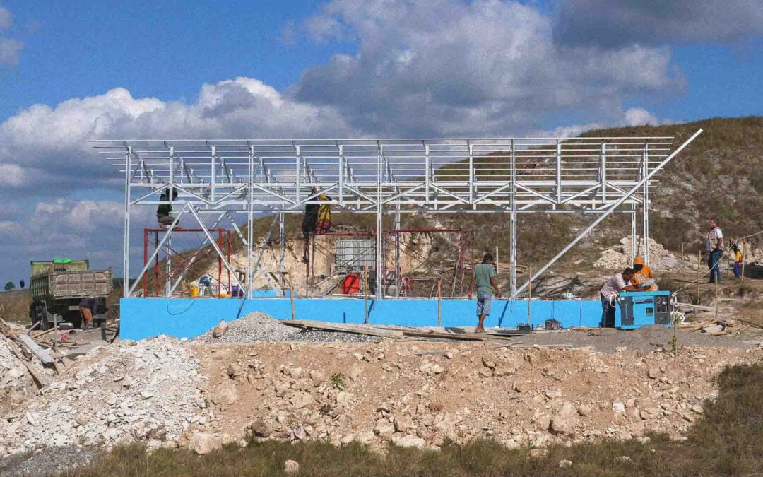 Protective roof installed above clean water reservoir in Laindatang village, East Sumba.