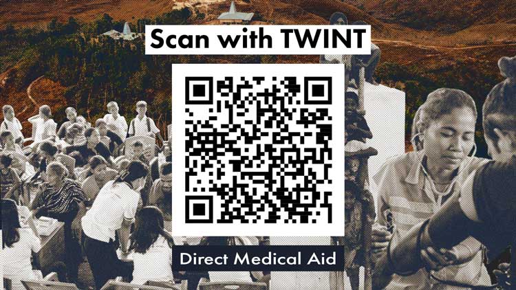 Code QR TWINT permettant de soutenir l'aide médicale directe dans les régions ultra-rurales sans accès aux soins de santé.