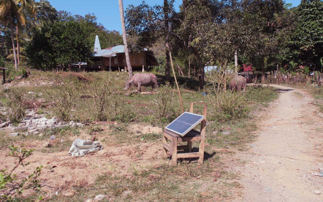 A Small Solar Panel and One Lamp in an Off-Grid Village in Mahu