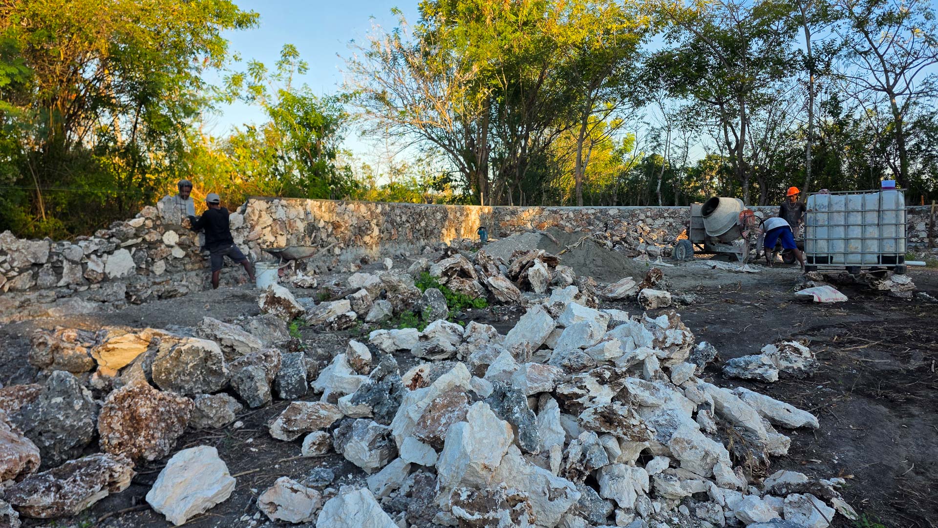 Local builders preparing materials at the future Rumah Kambera centre in Kawangu, East Sumba