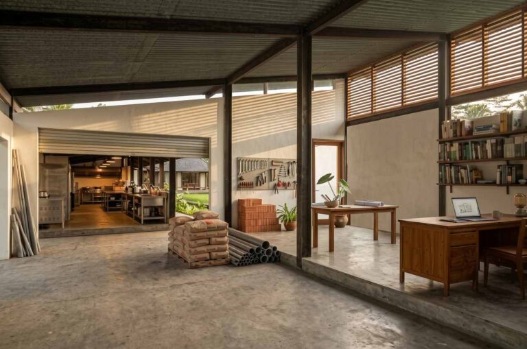 3D architectural rendering of the planned Rumah Kambera Community Socio-Medical Centre in Kawangu, East Sumba, view 11.