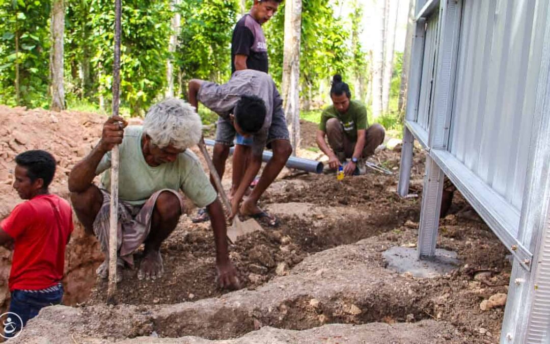 Construction of the first sanitary facilities in the village