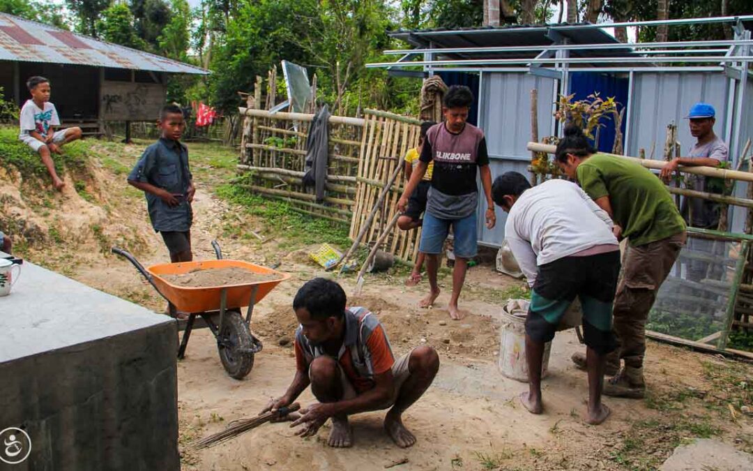 Construction of the first sanitary facilities in the village