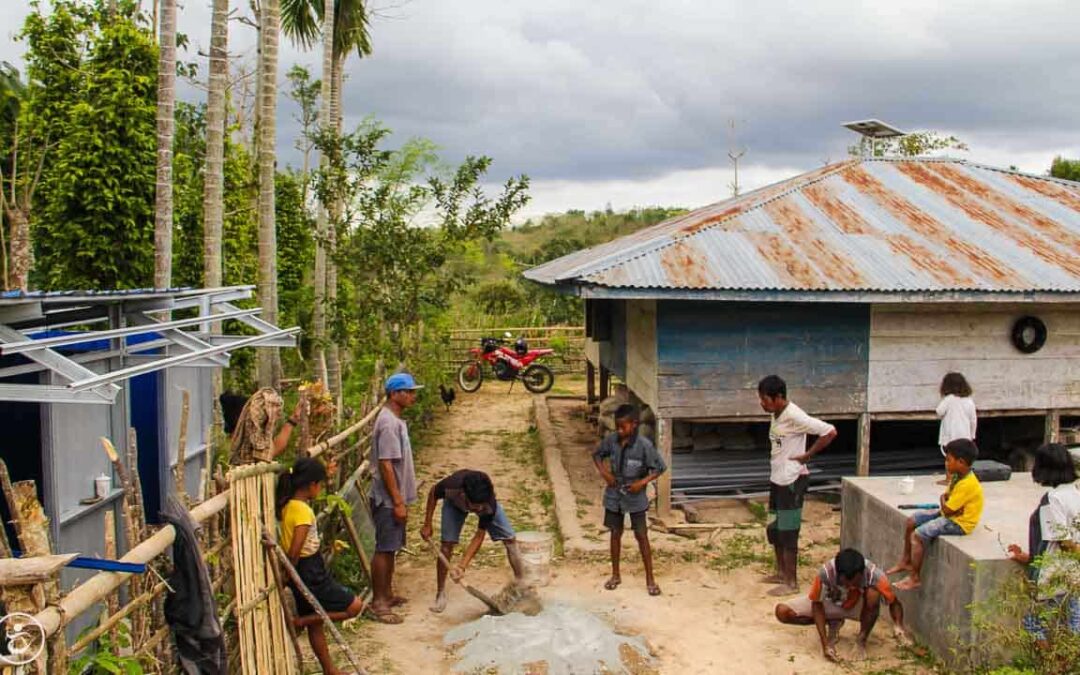 Construction of the first sanitary facilities in the village