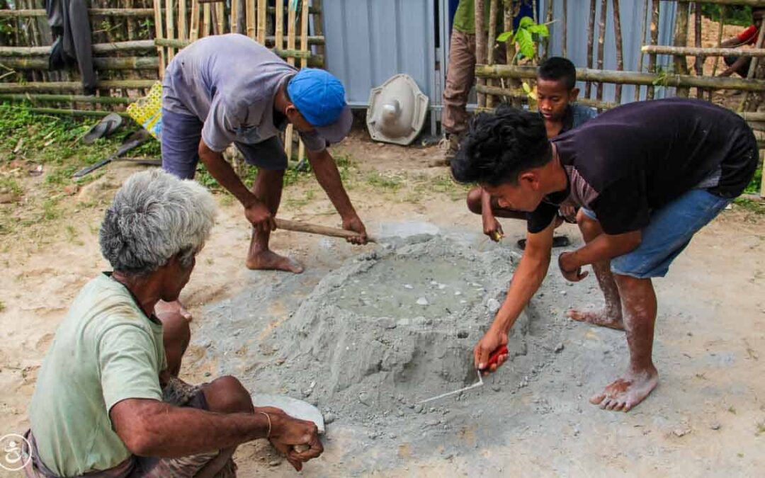 Construction of the first sanitary facilities in the village