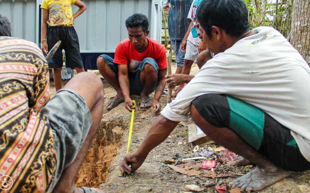 Construction of the first sanitary facilities in the village