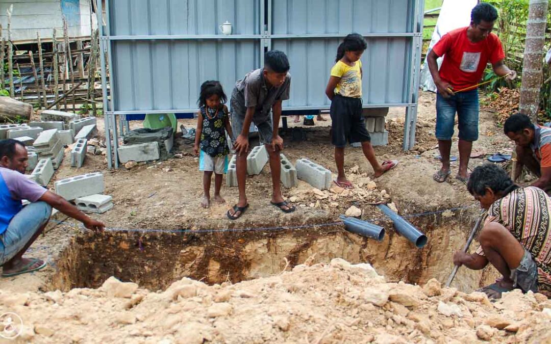 Construction of the first sanitary facilities in the village