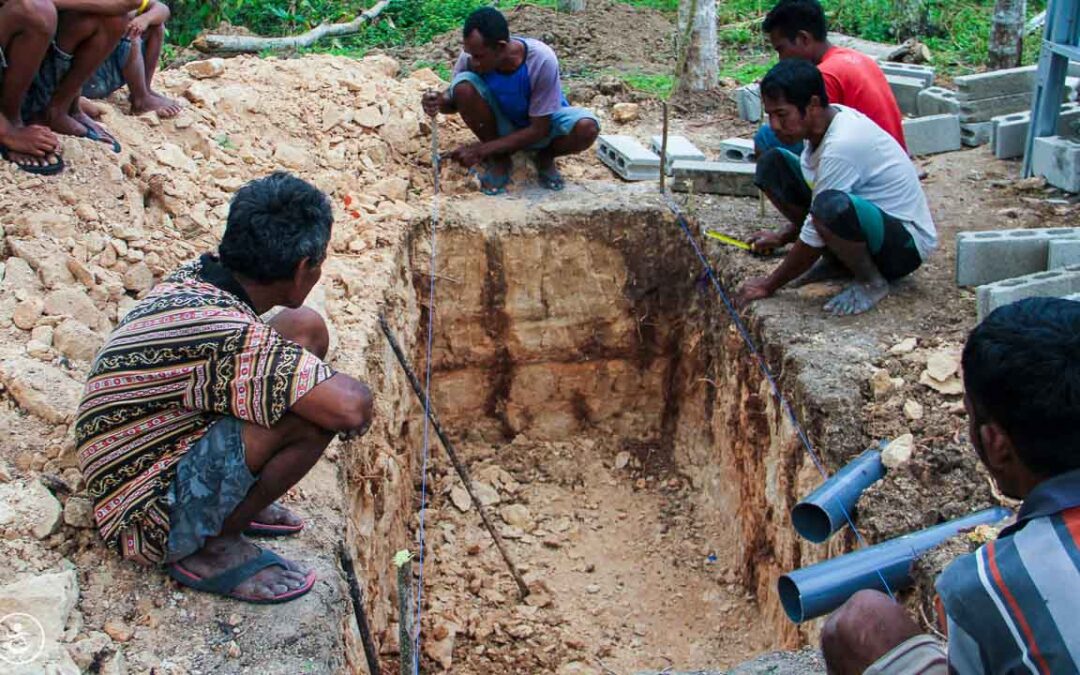 Construction of the first sanitary facilities in the village