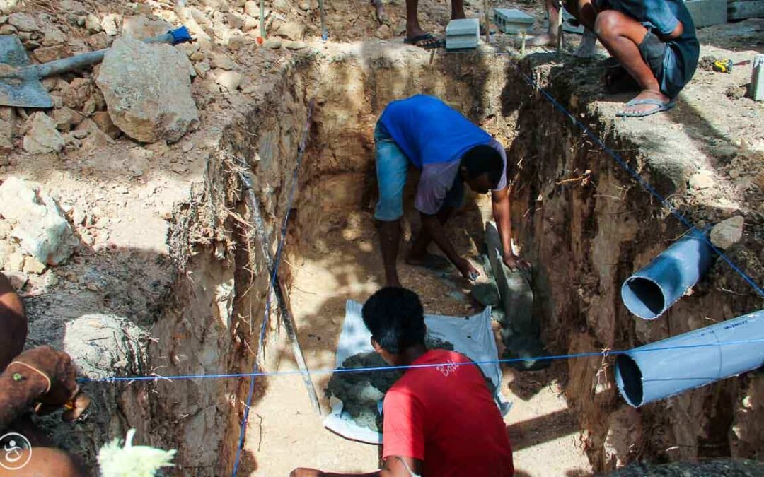 Construction of the first sanitary facilities in the village