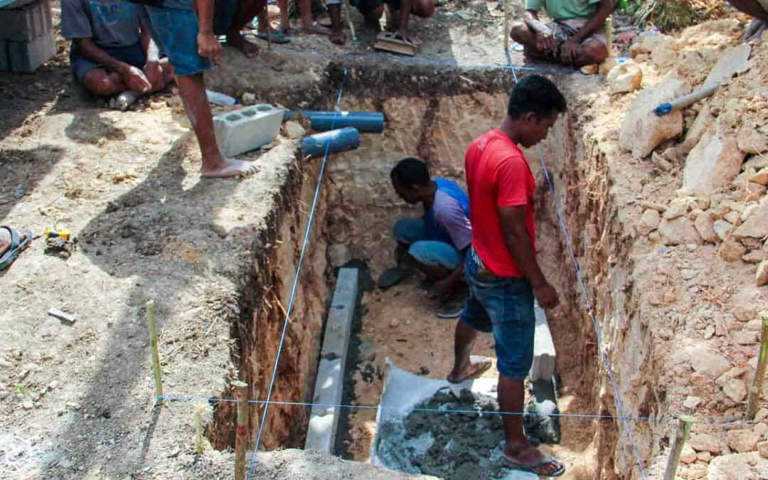 Construction of the first sanitary facilities in the village