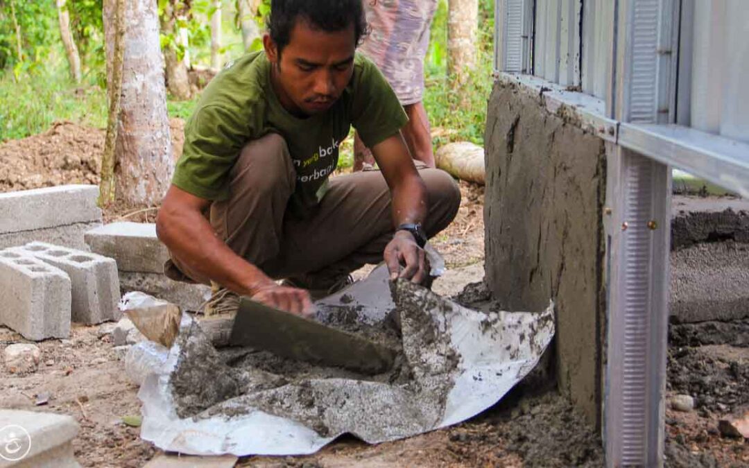 Construction of the first sanitary facilities in the village