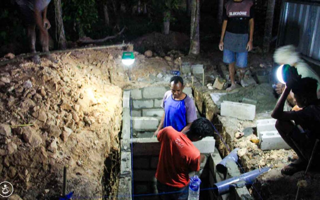 Construction of the first sanitary facilities in the village