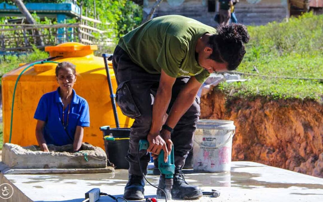 Construction of the first sanitary facilities in the village