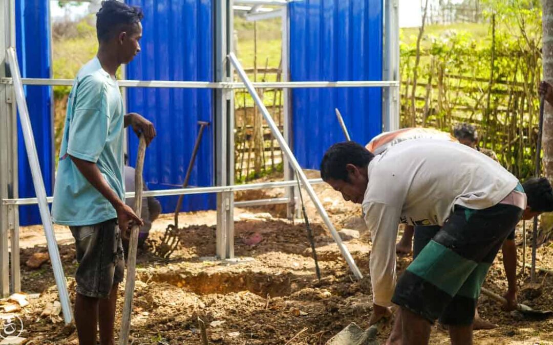 Construction of the first sanitary facilities in the village