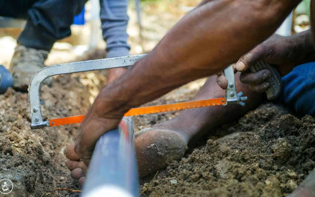 Construction of the first sanitary facilities in the village