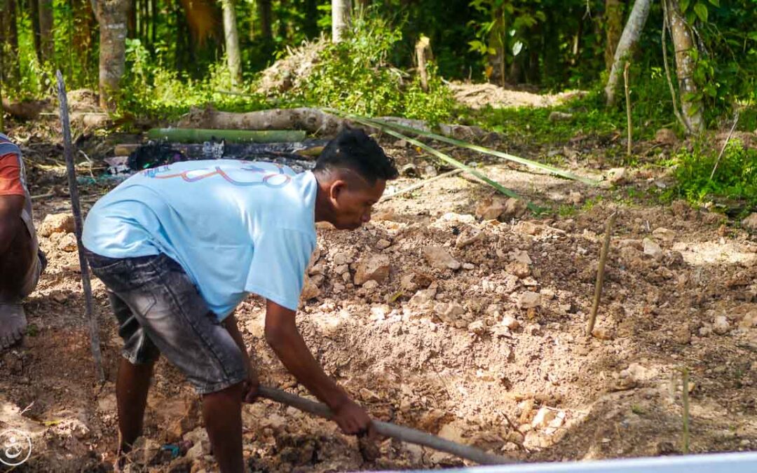 Construction of the first sanitary facilities in the village