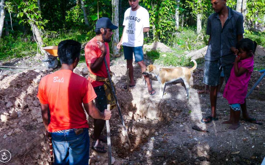 Construction of the first sanitary facilities in the village