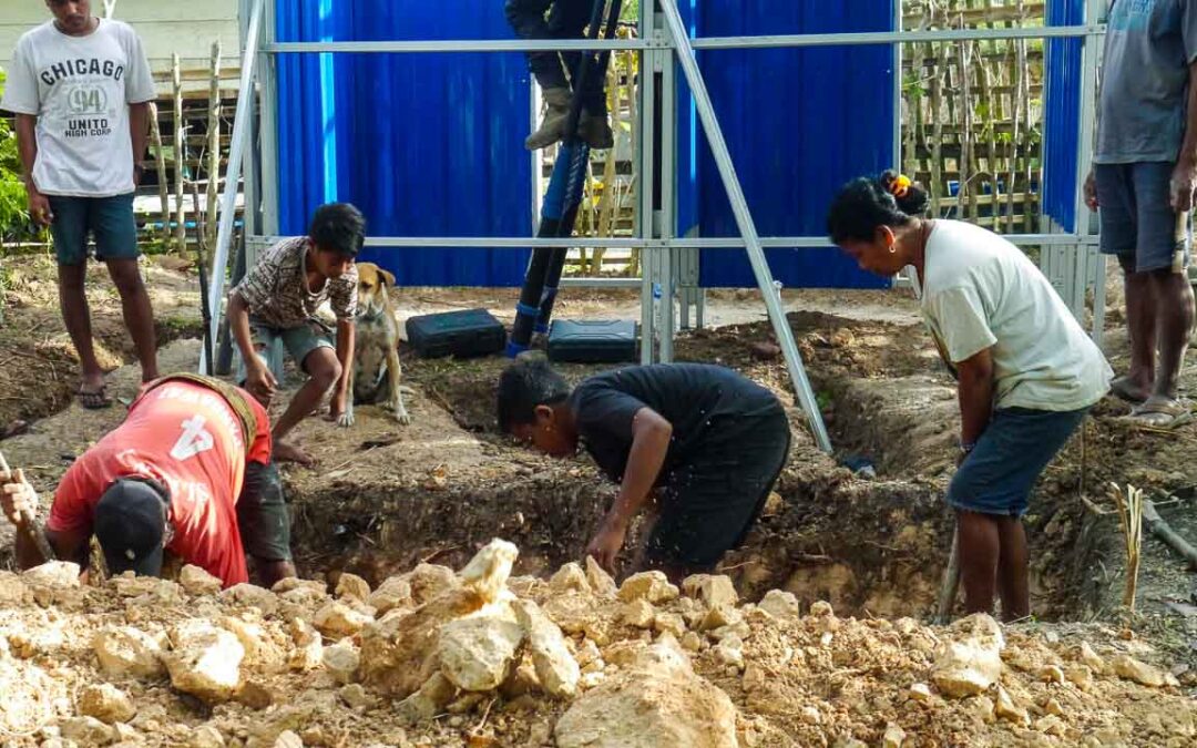 Construction of the first sanitary facilities in the village