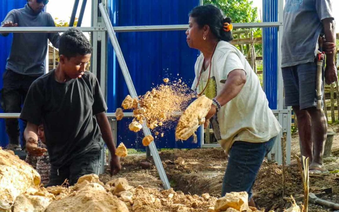 Construction of the first sanitary facilities in the village