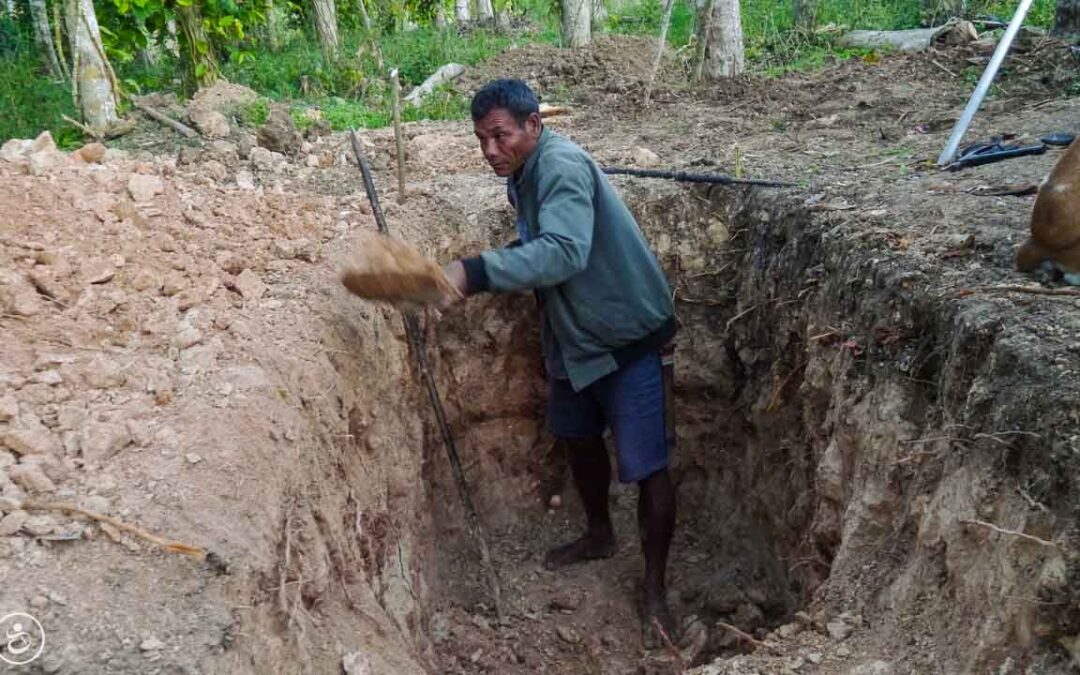 Construction of the first sanitary facilities in the village