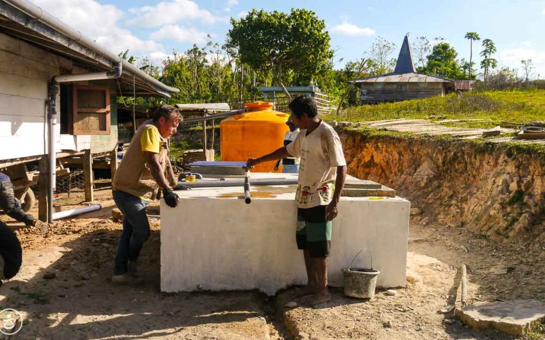 Construction of the first sanitary facilities in the village