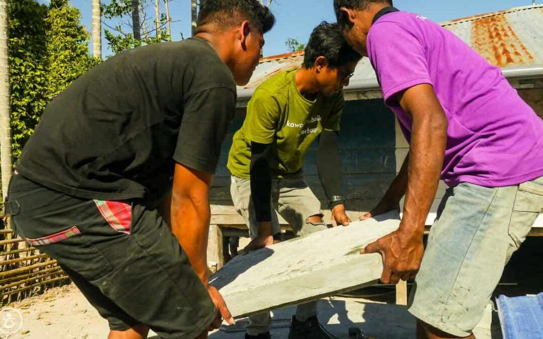 Construction of the first sanitary facilities in the village