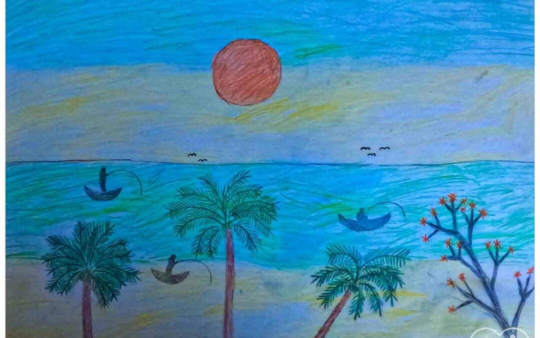 Eben 13 years old from Laindatatang draws the world according to him