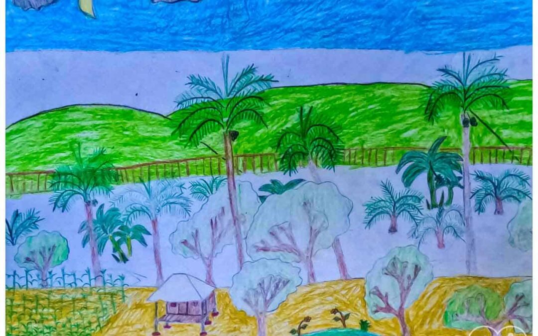 Eben 13 years old from Laindatatang draws the world according to him